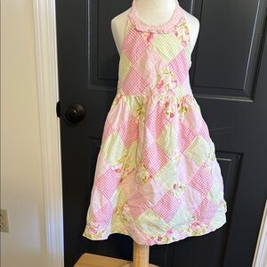 Janie and Jack Pink and Green Patchwork Dress Pink Label